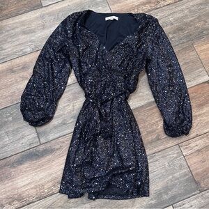 LOFT Black Sparkle Long Sleeve Dress